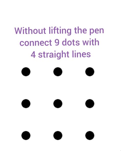 connect dots using 4 lines|Nine Dots Puzzle .